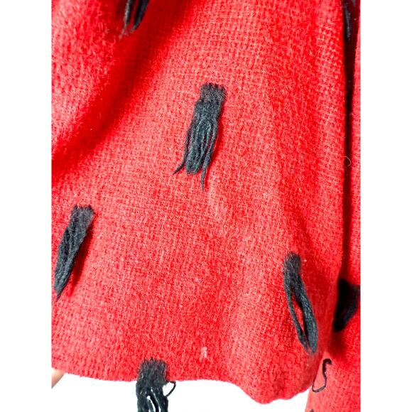 Jeanne Marc blazer sweater red and black tassels - Picture 4 of 9